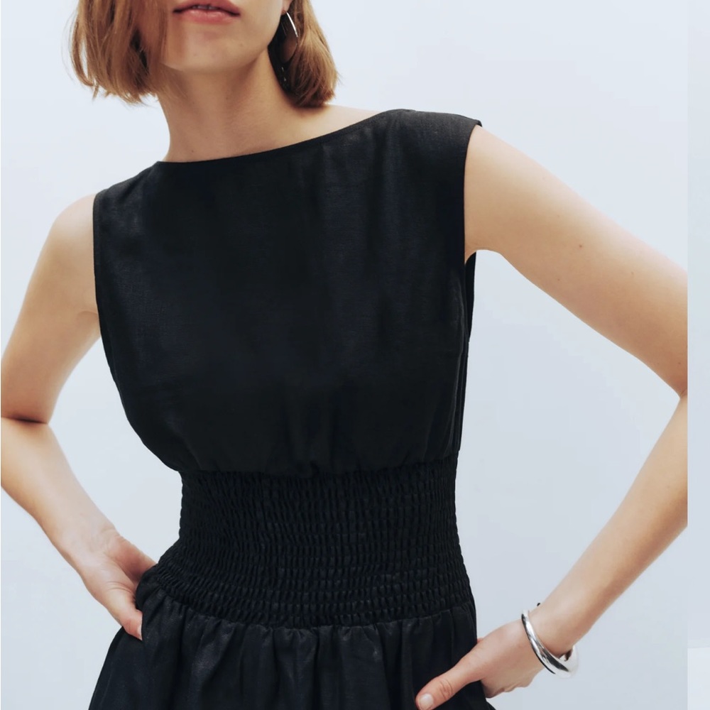 Davie Linen Dress - Reformation black dress